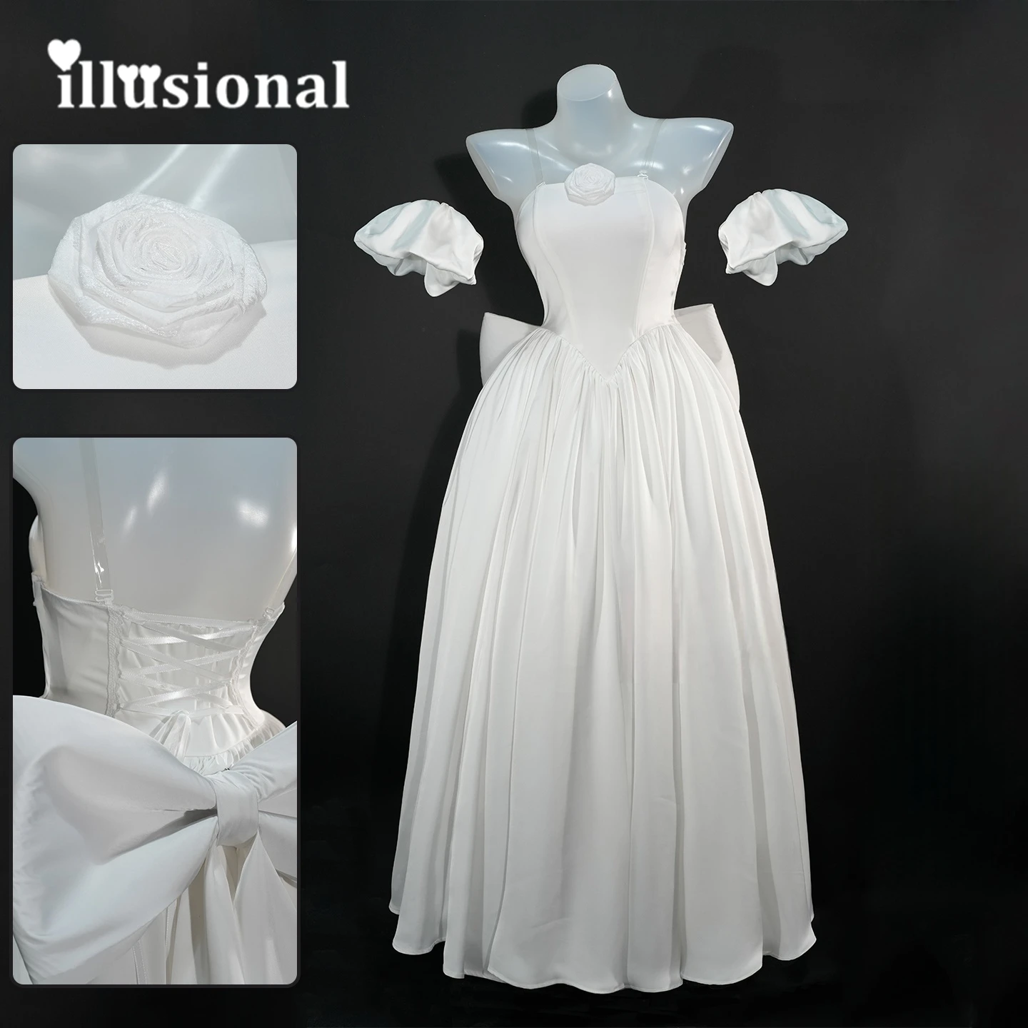 

illusional FF14 Cosplay Costume Final Fantasy XIV rich woman White Party Dress Halloween Costumes