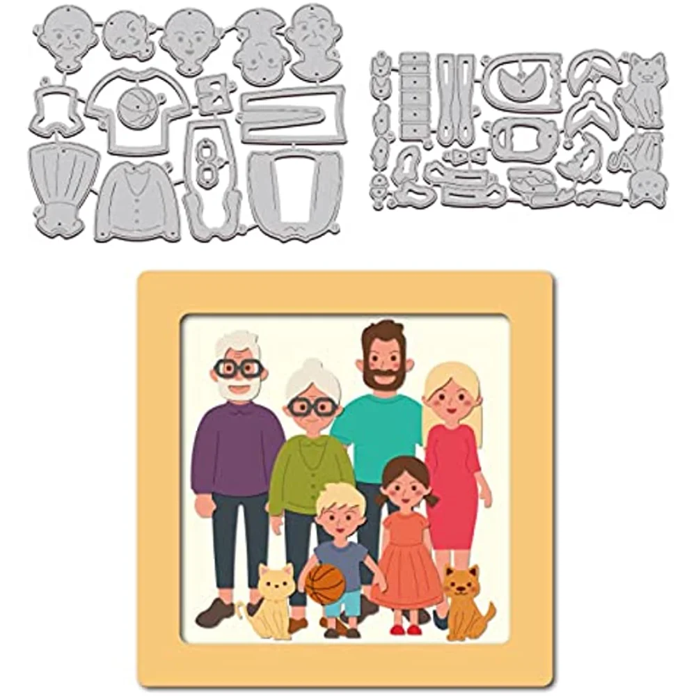 Family Cutting Dies Family Photo Embossing Stencil Template Carbon Steel Die Cutting Template Metal Crafting Die Cut for Card