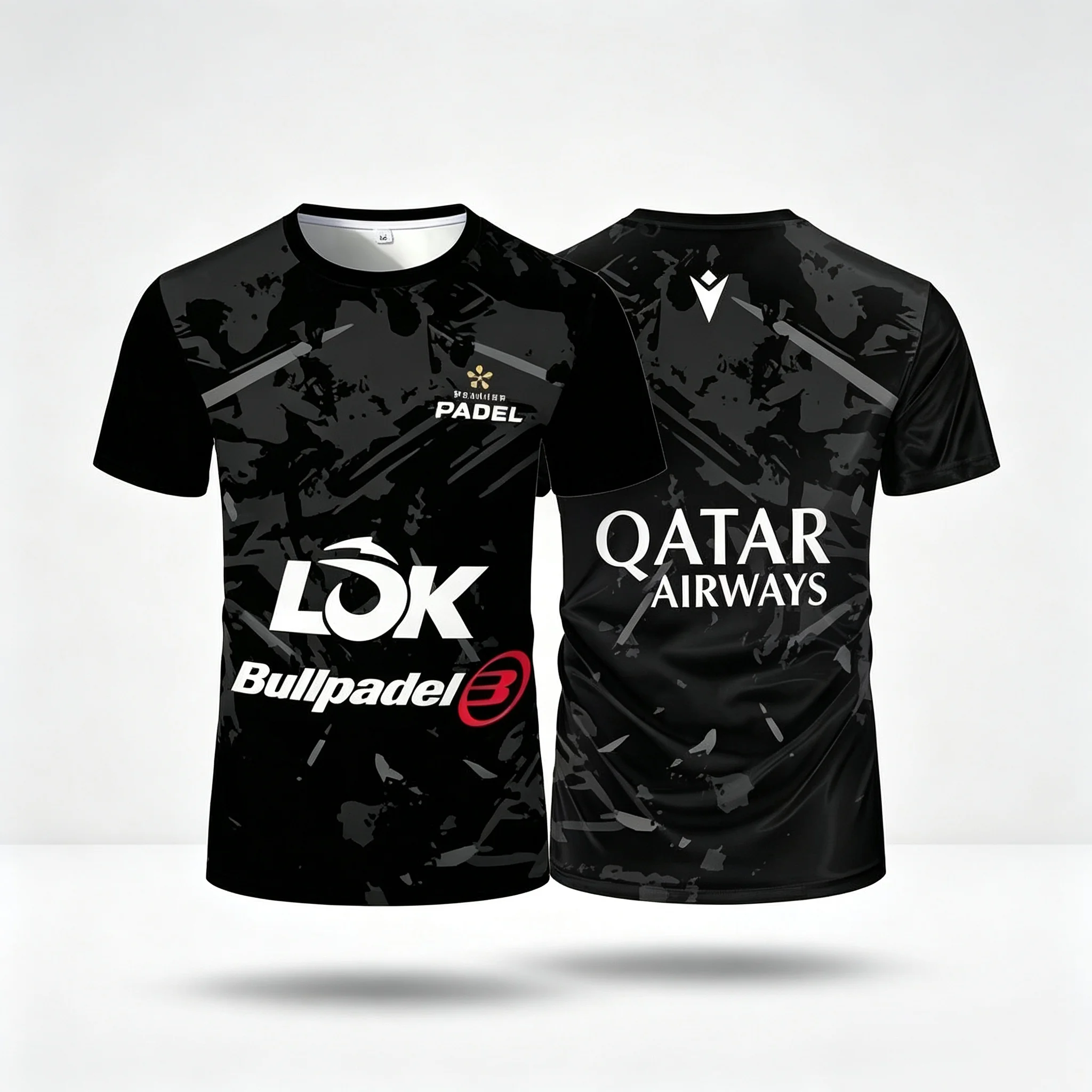 Men Padel Short Sleeve Jersey Quick Dry Breathable Tennis Shirt Bullpadel LOK Qatar Airways Training Sport Tee Multiple Colors