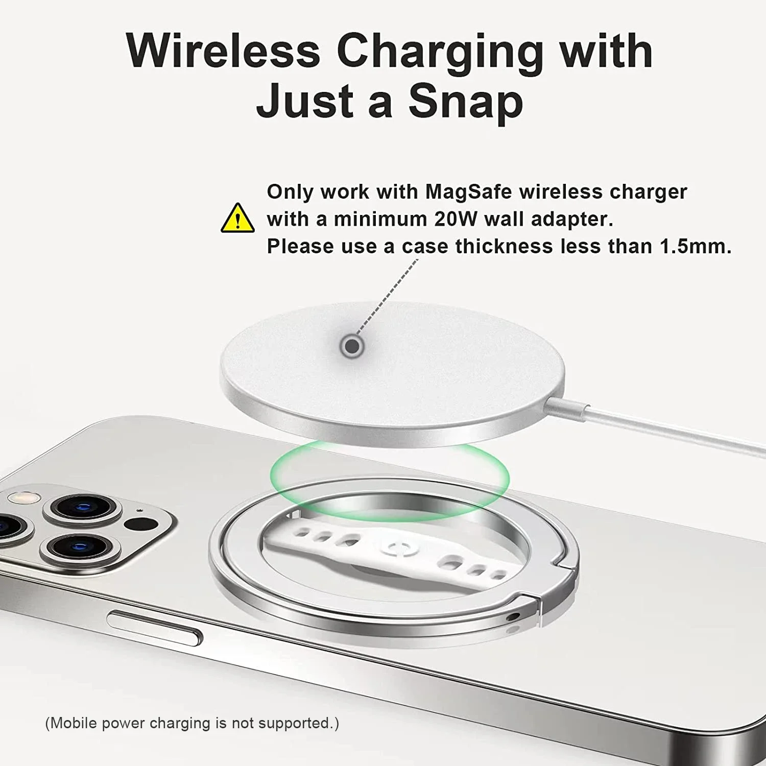 EWA Magnetic Phone Grip and Stand with Silicone Finger Strap for Magsafe Ring Holder Only for iPhone 13 12 Pro/Pro Max/Mini