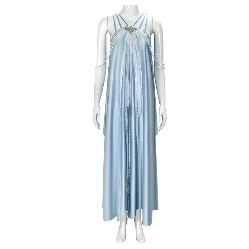 

ABC123Padme Cosplay Amidala Costume Classic Long Elegant Princess Light Blue Dress Women Uniform Halloween Carnival Partx,3;b'2.