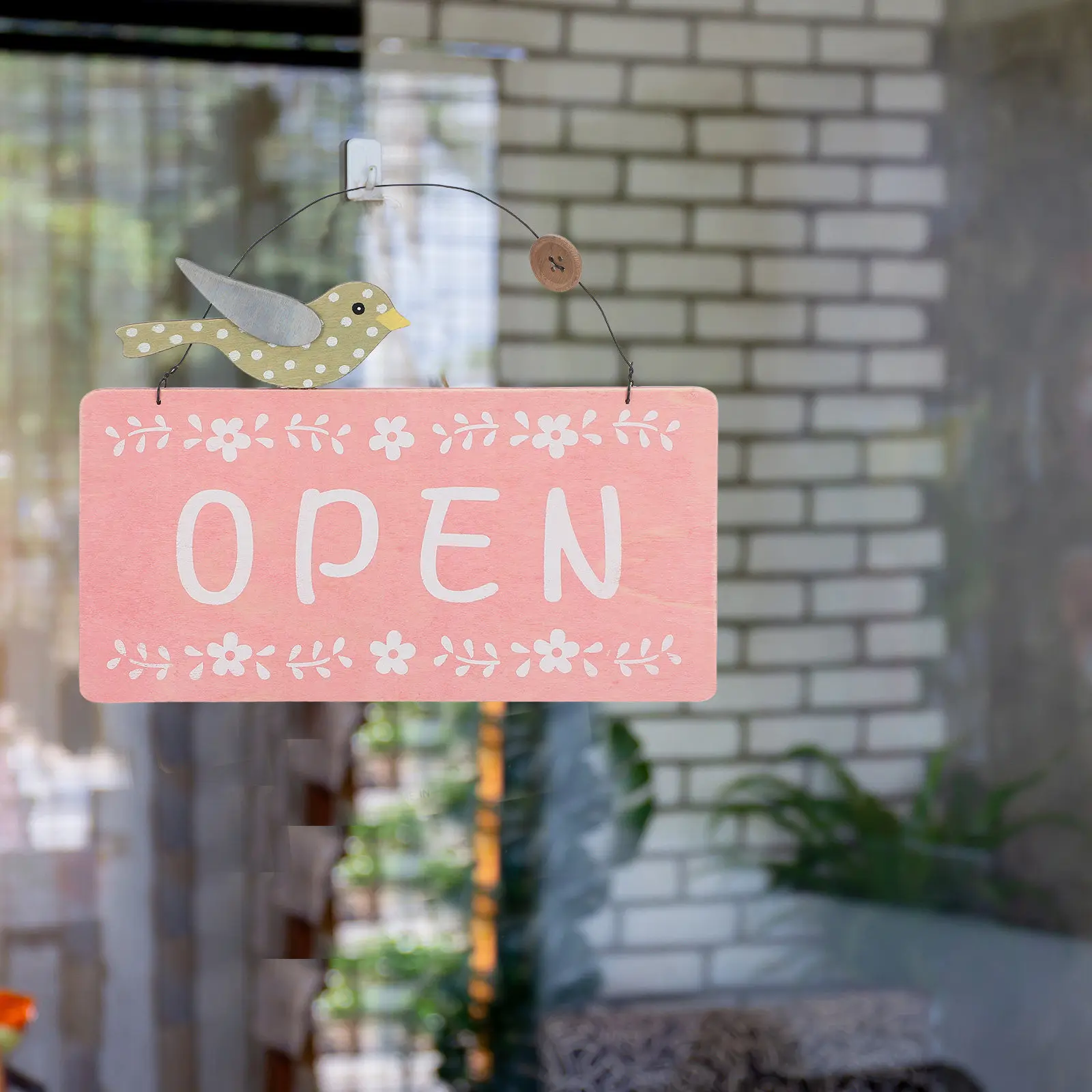 Double Sided Wood Open Closed Door Hanging Sign Rustic Vintage Welcome Sign for Shop Restaurant Cafe Business Door