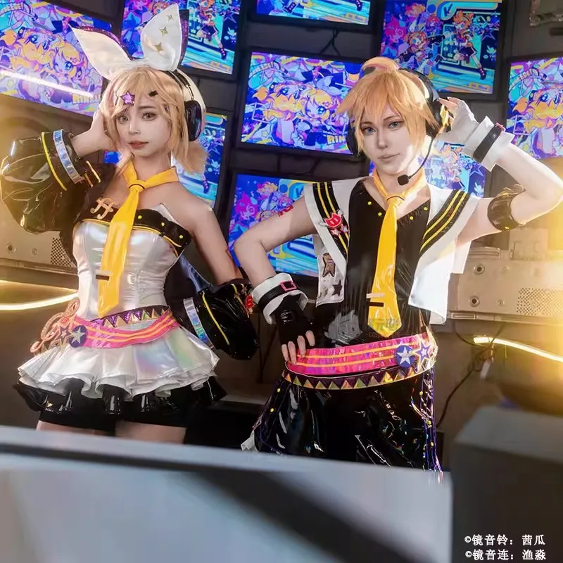 Game Muse Dash and Rin Cosplay Costume jacket skirt Mikuu Rin Len Uniform Outfits Anime Cosplay Costumes Halloween costume wig