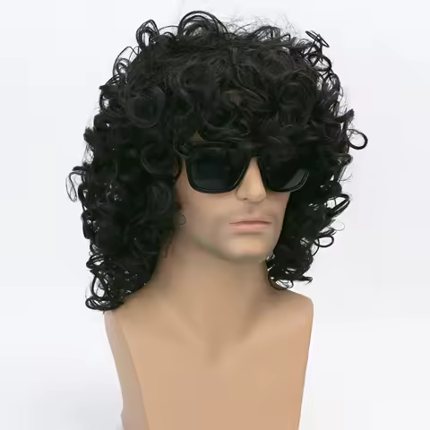Men's Short Curly Hair Black synthetic Wig Anime Role-Playing Wig Halloween Role-Playing Costume Wig