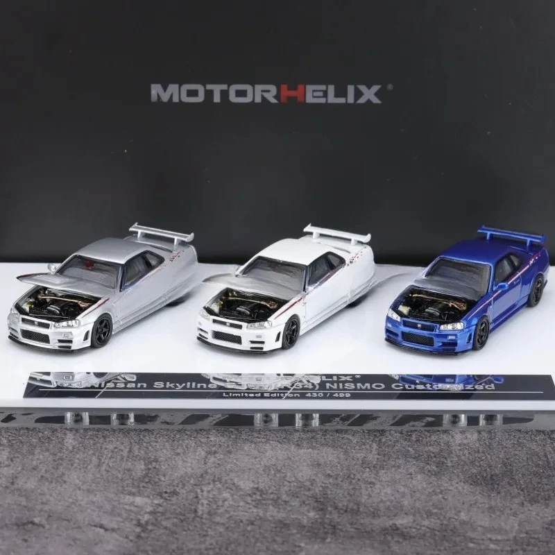 MH 1/64 Skyline GTR R34 APAxpo Metalowy Model Auta Kolekcjonerski Zabawka Prezent na Boże Narodzenie dla Chłopca