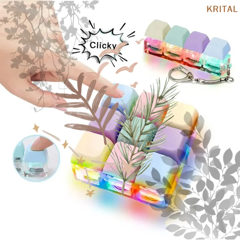 Macaron Keycap Keychain Clicker Fidget Toy No Light: Stress Relief Portable Desk Kids Adults Party