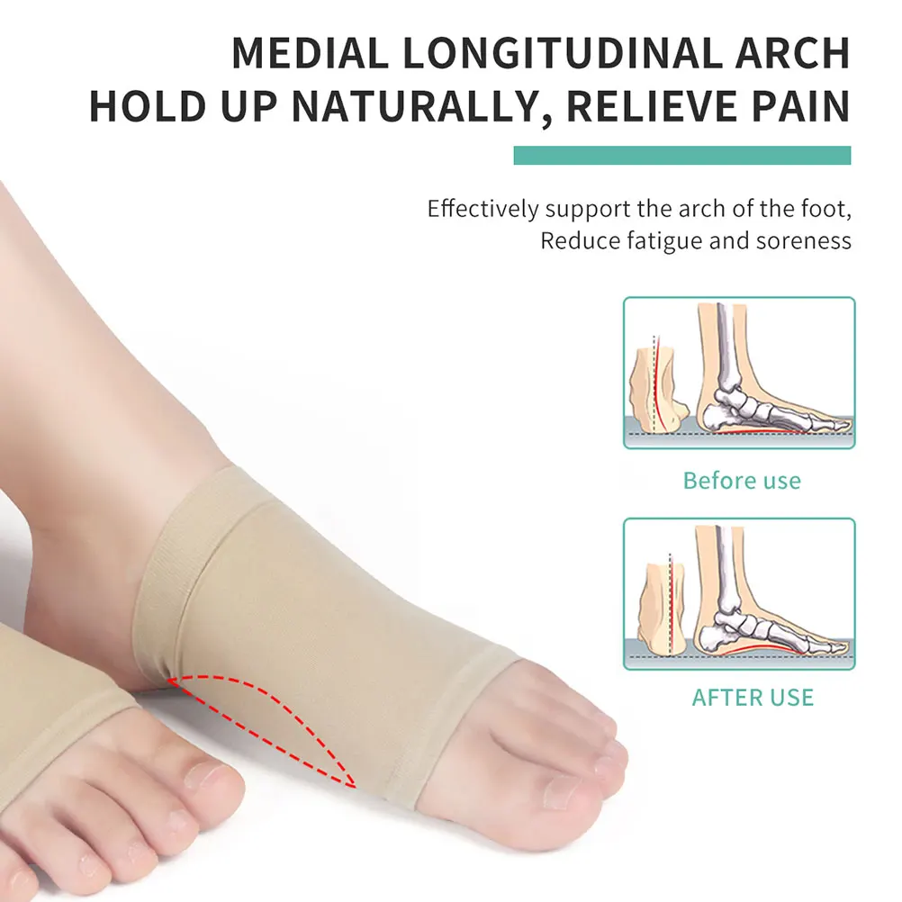 

Premium Anti-Slip Arch Support Insoles Flatfoot Socks Cushion Pads Breathable Foot Care for Sports Office Wear Gift Foot Pads