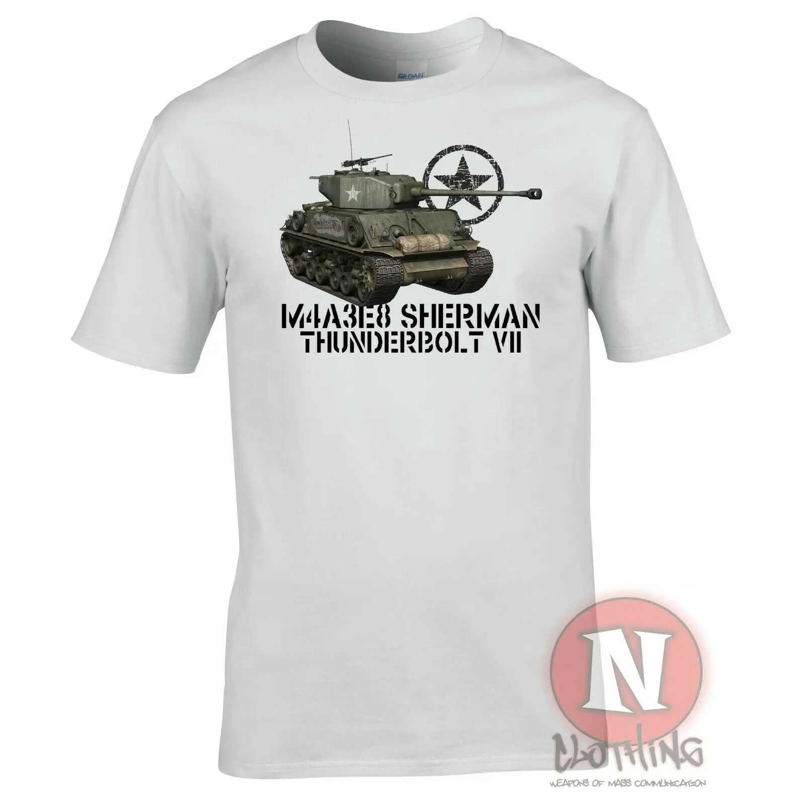 Thunderbolt VII WWII US Army M4A3E8 Sherman Tank T-Shirt. Premium Cotton Short Sleeve O-Neck Mens T Shirt New S-3XL