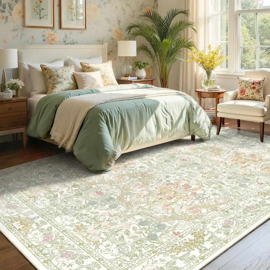 Green Boho Area Rug…