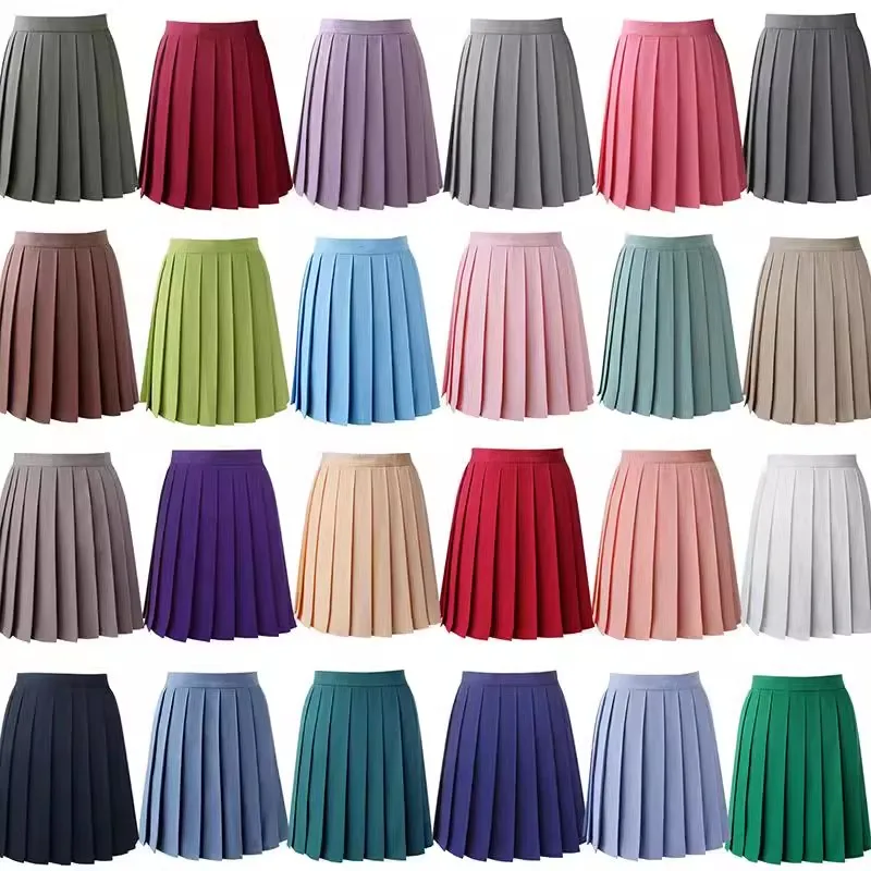 Women High Waist Pleated Midi Skirt Y2k Summer Knee-length Preppy Style Harajuku  Hot Street School Cosplay Casual Female Faldas