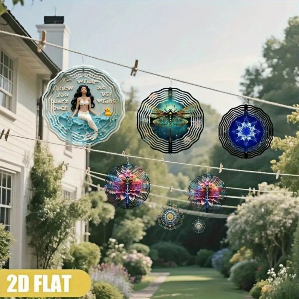 Mermaid Metal Wind Spinner 2D Flat 10in 360 Rotating Bathroom Spa Decor Hanging Ornament Relaxing Gift for Bathtub Duck Christma - view 3