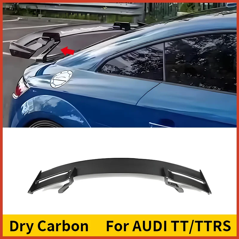 

For Audi TT/TTRS Dry Carbon Fiber Tail Wing Rear Spoiler Assembly exterior decoration modification Accessorie Body Kit 15-18