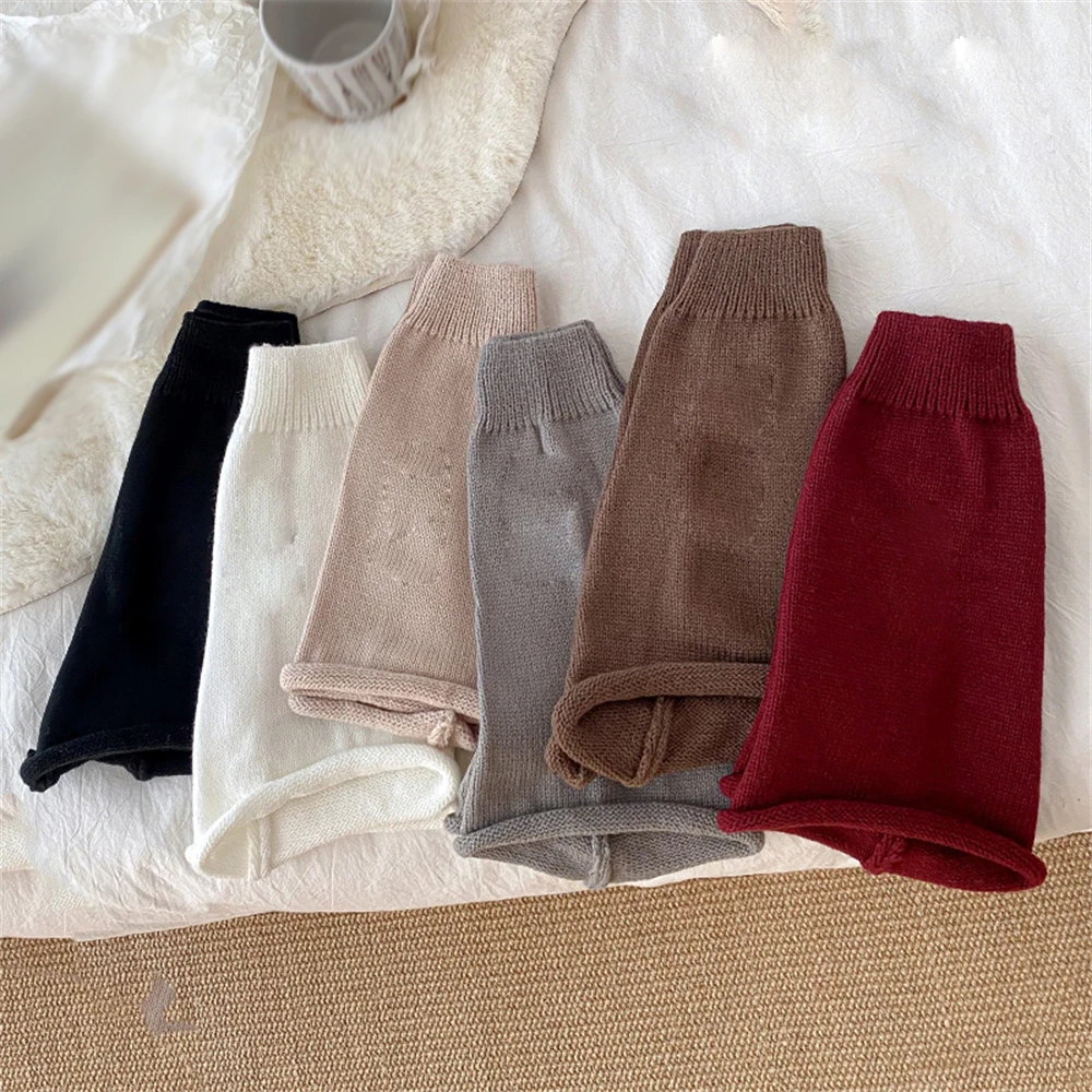 Girls Calf Pile Socks Autumn Winter Long-tube Wide-leg Flared Foot Covers Korean JK Children's Warm Soft Solid Color Leg Warmers