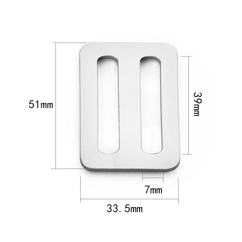 2 pcs 39mm Stainless Steel Tri-Glide Buckle Square Ring Full Slider Strap Adjuster for Backpack Bag Pet Leash Strap Belt Webbing