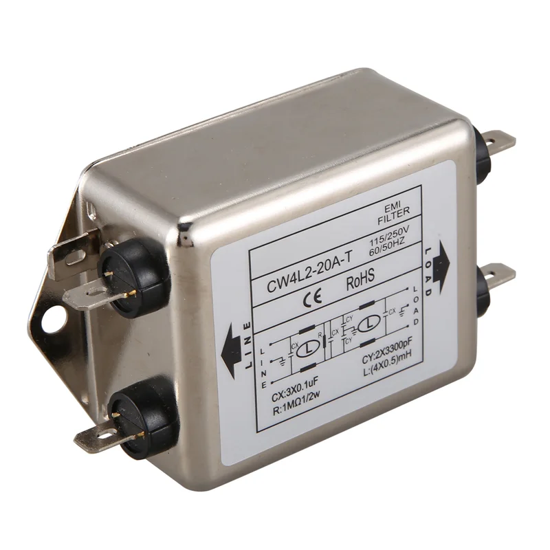 

AB13-5X Power EMI Filter CW4L2-20A-T Single Phase AC 115V / 250V 20A 50/60HZ