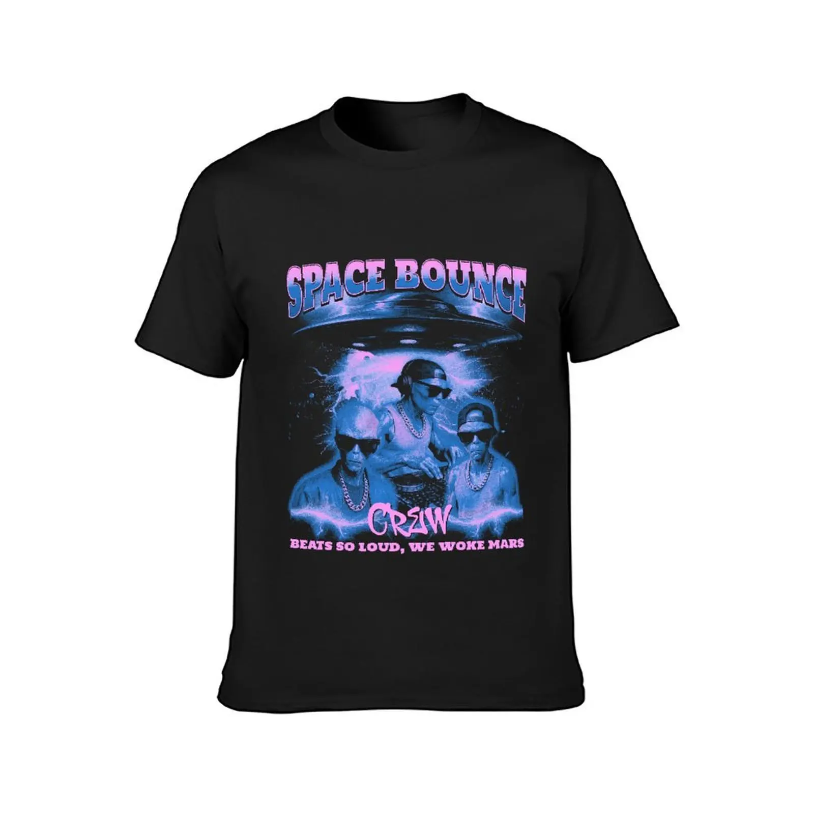 Unisex Space Bounce Crew UFO Hip Hop Vintage Graphic T Shirt Y2K Retro Aesthetic O-neck Short Sleeve Streetwear Tees Tops