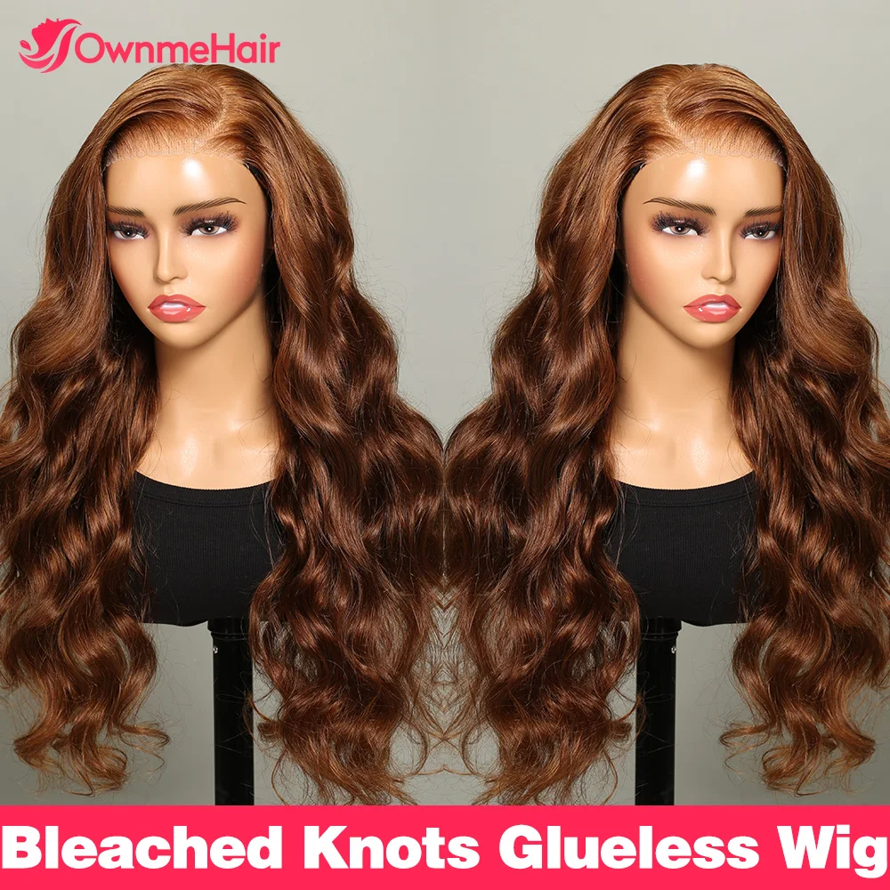 Brown Hair Glueless Wig 5x6 Lace Front Wigs Human Hair Ready to Wear without Glue Wig Bleached Knots Body Wave Hair Pre Plucked