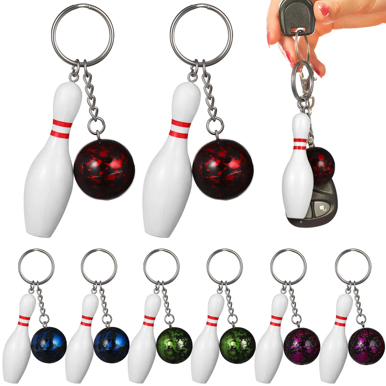 10 Pcs Rack Bowling Keychain Gadgets Tags Favor White Accessories for Party Mother