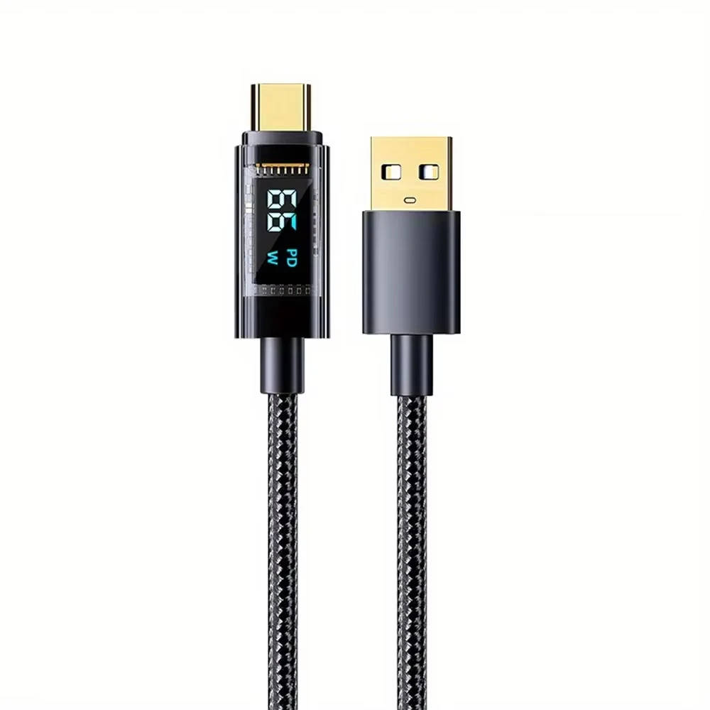 1.2M 2M USB C To Type C 100W Super  Fast Charging Cable With Led Display - Usb To Type-C Data Cord For Xiaomi Samsung 3 IN 1