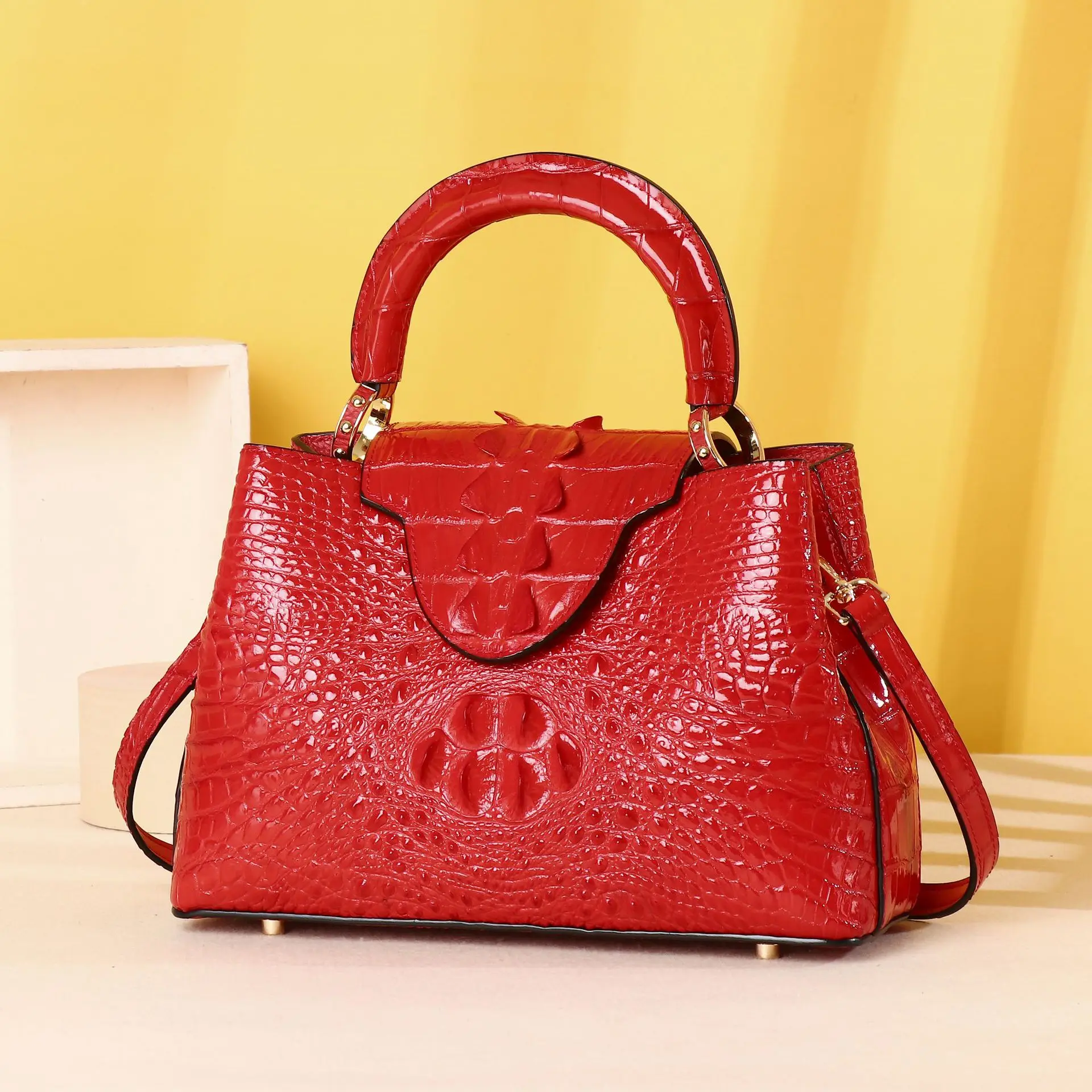 New Fashion Alligator Pattern Women Handbags European Designer Genuine Leather Shoulder Bags Female Luxury Crossbody Bag