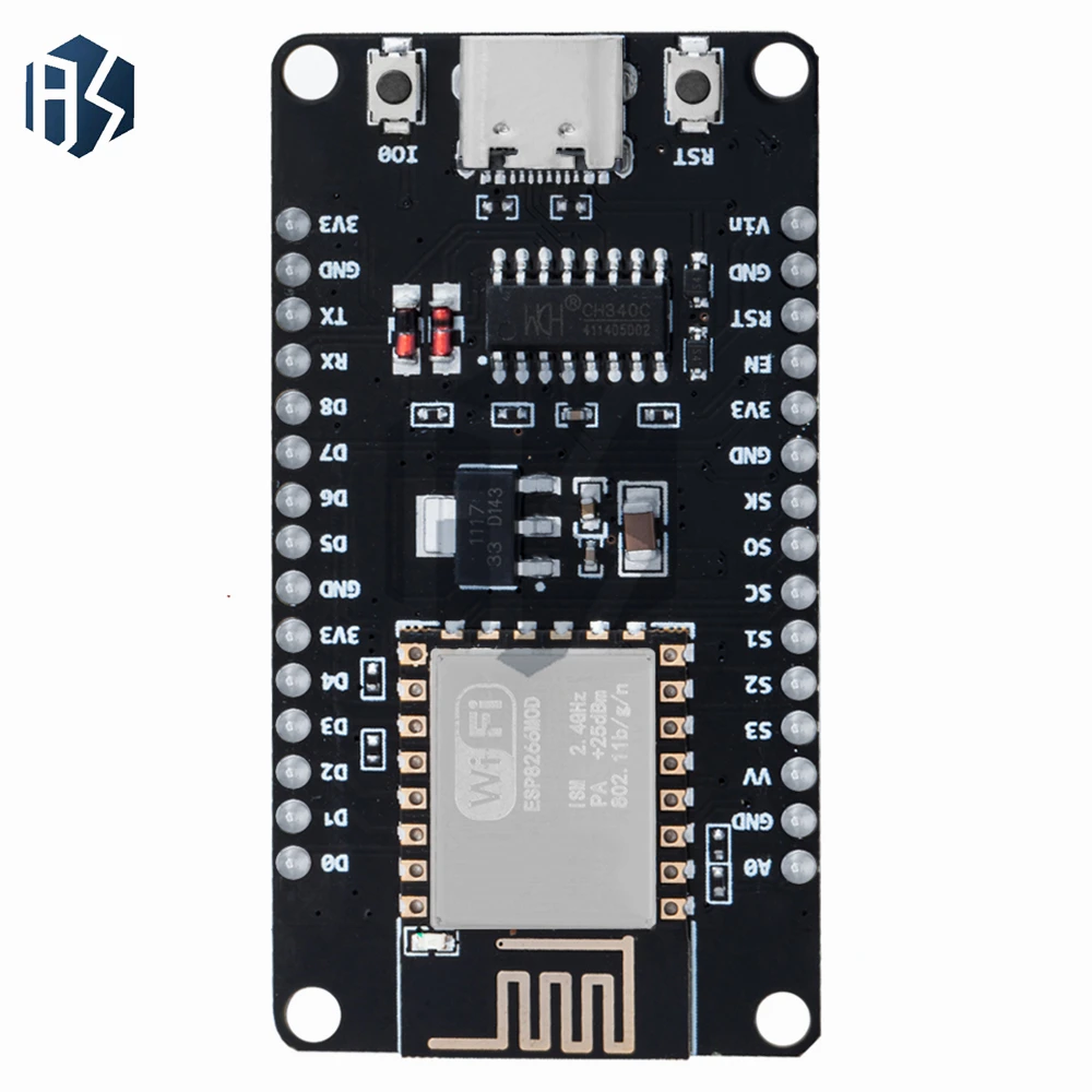 ‌ Placa de desarrollo NodeMCU V3 ESP8266 ESP-12E: módulo IoT Wi-Fi compatible con placa de pruebas con 16 GPIO, flash de 4 MB |   IDE Arduino
