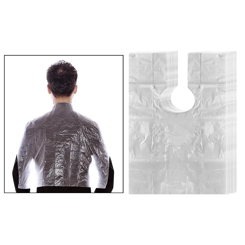 100 Pack Disposable Transparent Salon Shawl, Waterproof Haircut Cape, Haircutting Styling Barbershop Gowns Apron