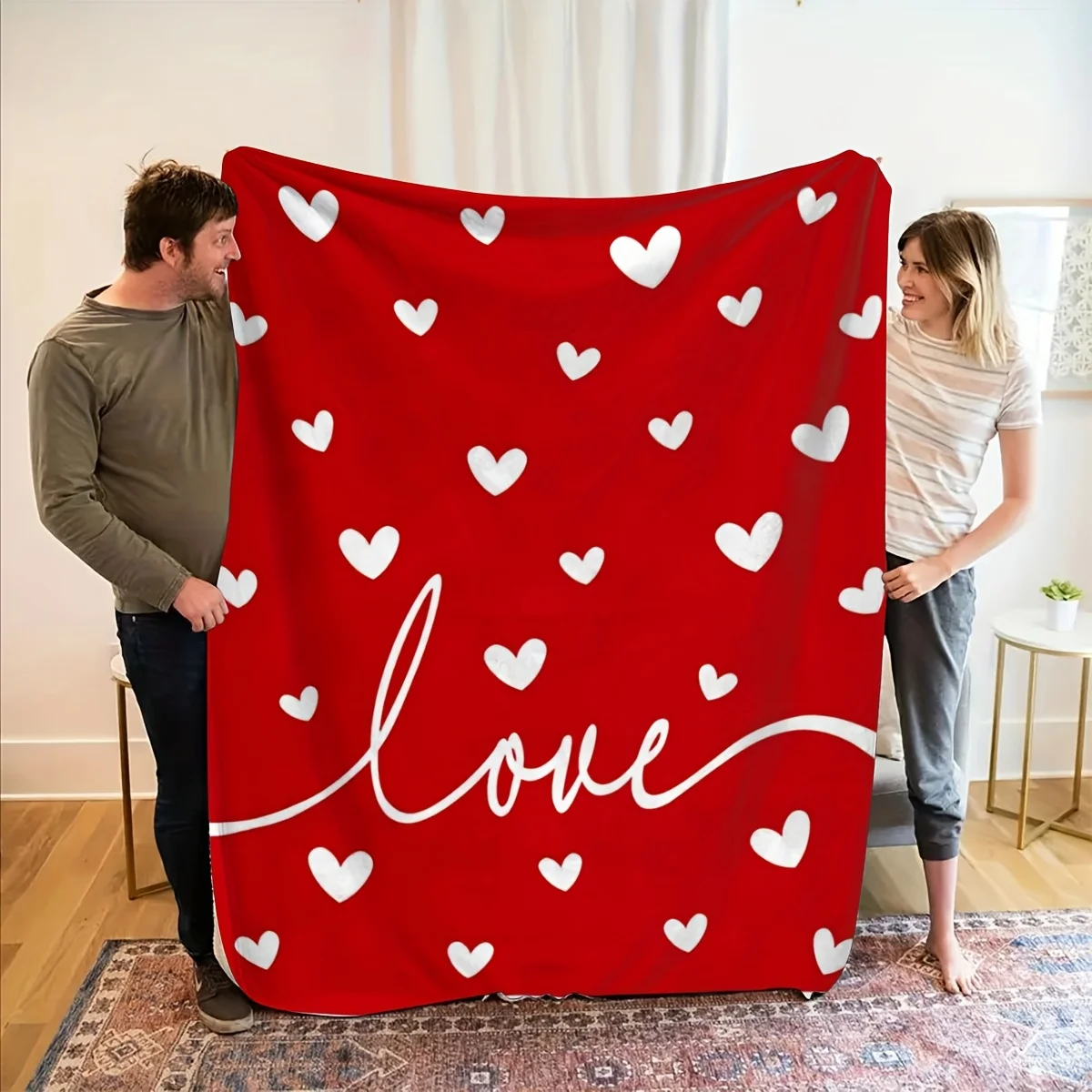 Valentine'S Day Love Blanket, Lightweight Super Soft Flannel Blanket, Suitable for Girlfriend Sweetheart, Pink Red Gentle Comfor