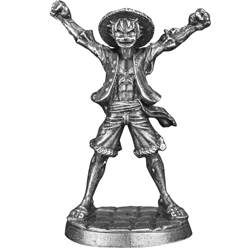 Cupronickel Metal One Piece Monkey D Luffy Model żołnierza Zabawki Figurki akcji Pulpit Statyczna ozdoba Akcesoria Gra Piece