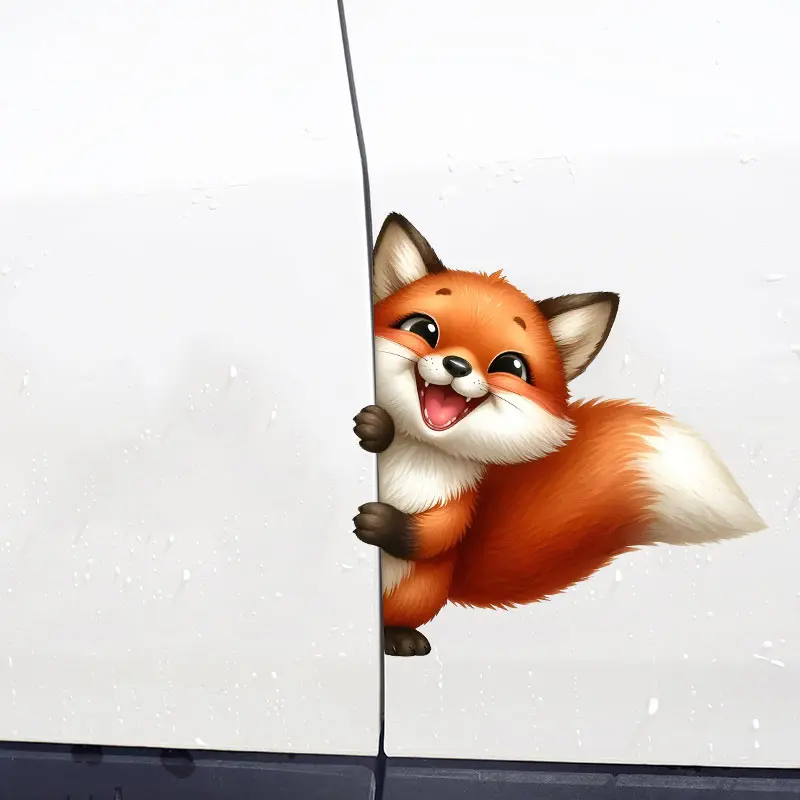 Car Sticker Funny Squirrel Animals Peeking Around The Corner Sticker Weatherproof Outdoor Vinyl Decal For Car Accessories