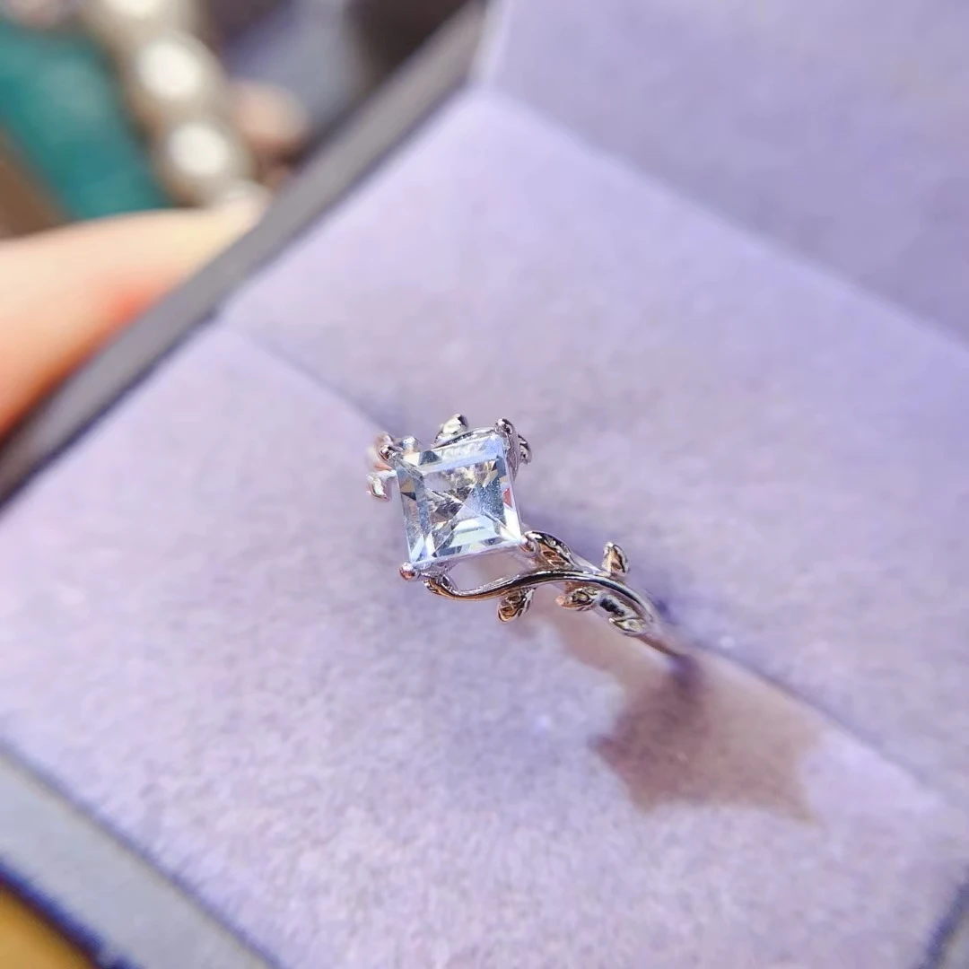 KJJEAXCMY Women's Ring| Natural Aquamarine with S925 silver , electroplated process, high-clarity support testing Birthday party