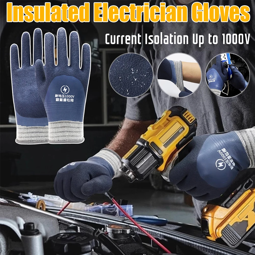 Electrician Insulating Gloves Withstanding Voltage 1000V Rubber Insulation Glove For Electrical Maintenance,Home,Construction ﻿