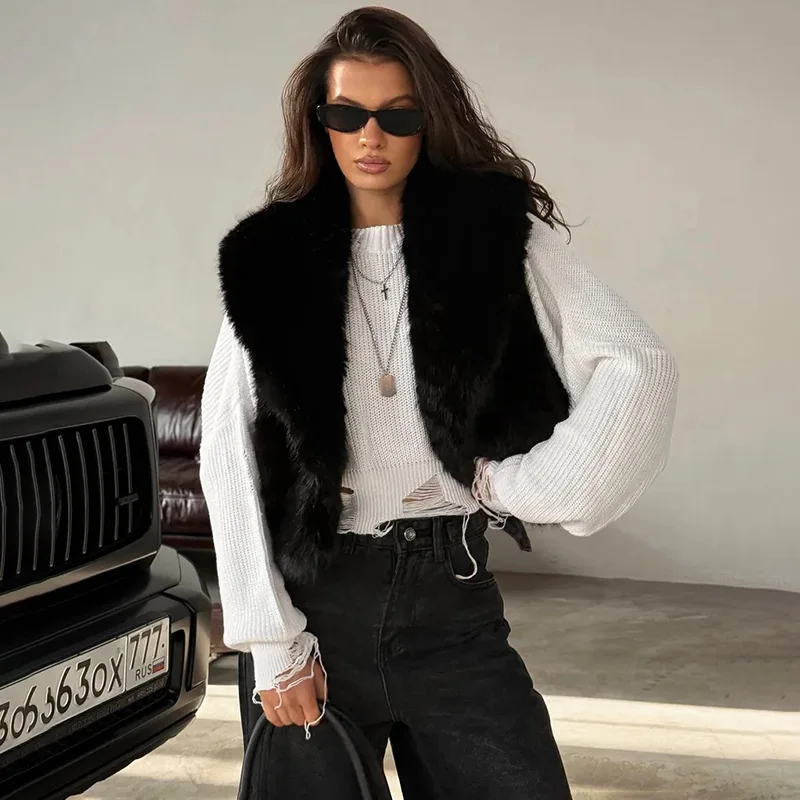 

Ticketsx модный короткий жилет из искусственного меха женский новый черный лоскутный свободный жилет с лацканами винтажный повседневный женский уличный теплый жилет