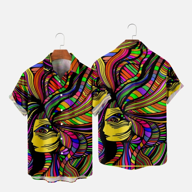 

Men's Hawaiian T-Shirt For Women Abstract Art Painting Harajuku Hombre Fashion Shirt Casual Beach Oversized Clothes 2