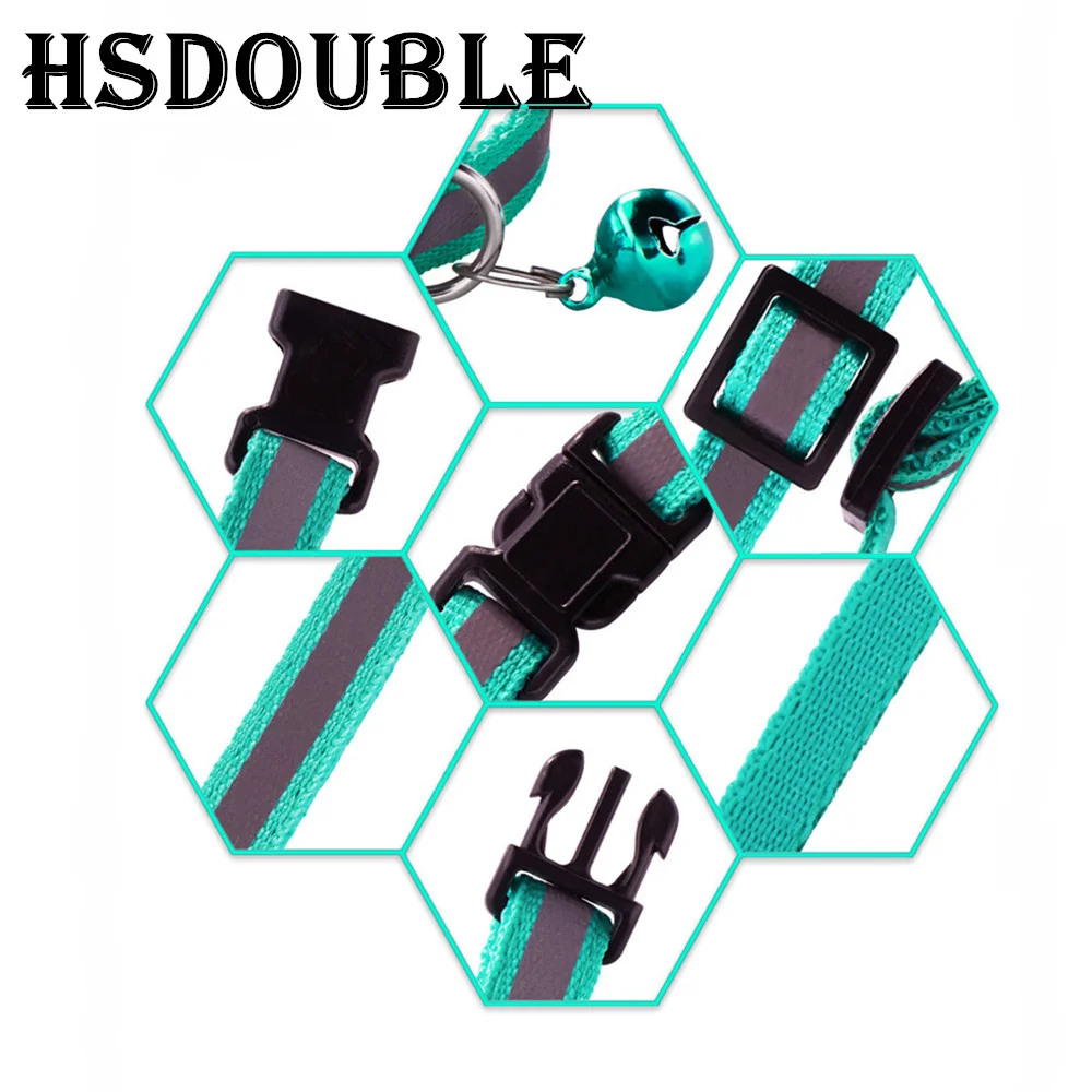 1 قطعة/الحزمة عاكسة قابل للتعديل القطط والكلاب الصغيرة الياقات مع أجراس مستلزمات الحيوانات الأليفة