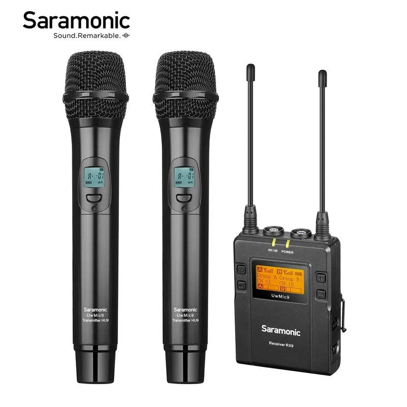 

Saramonic UwMic9 UHF Wireless Lavalier Microphone System with 2 Handheld Mic + 1 Transmitter (UwMic9 RX9+HU9+HU9)