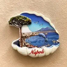 3D Painted Napoli Scenery Magnet - Italian Travel Souvenir, Perfect Home Kitchen Decorative Gift
