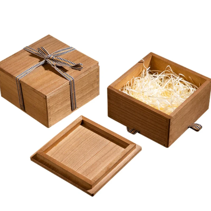 Retro Paulownia Wooden Storage Case, For Tea Cake, Trophy, Photo Frame, Book, Pot, Plate, Gift Empty Container