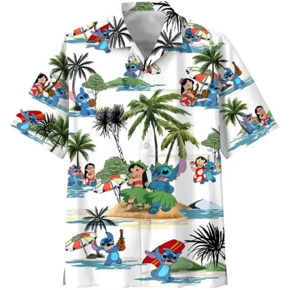

Disney Lilo & Stitch Hawaii Beach Summer Shirt Hawaiian Shirt Vintage Button Down Shirt Men Women Shirt Camisas Hombre