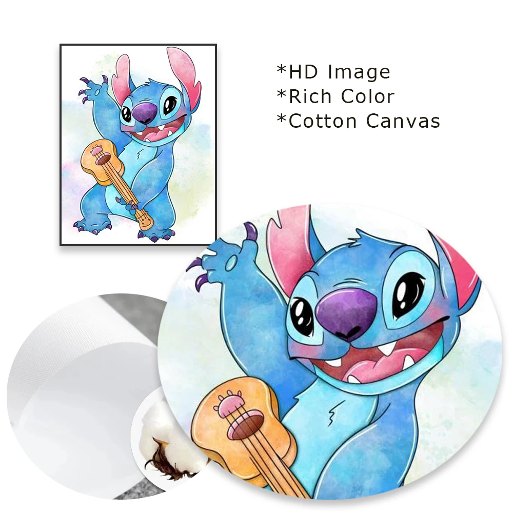 Lilo & Stitch-carteles de acuarela de Disney, arte de pared de Graffiti de Lilo y Stitch, pintura en lienzo, decoración artística de pared para