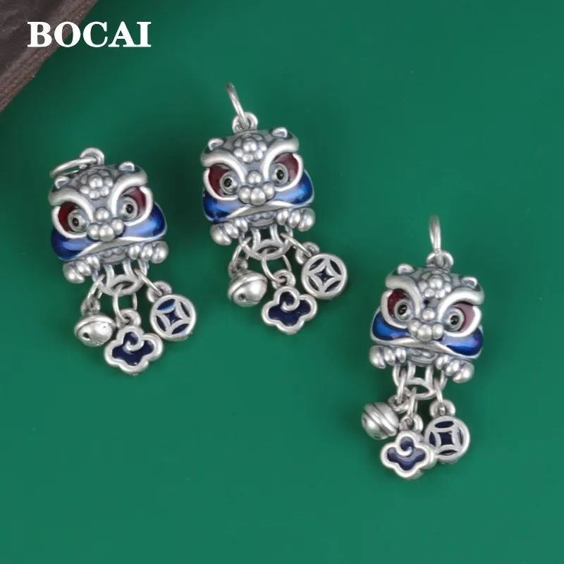 

BOCAI новые настоящие серебряные украшения S999, национальный ветер, подвеска для танца льва, винтажный клей, подвеска с кисточкой, аксессуары «сделай сам»