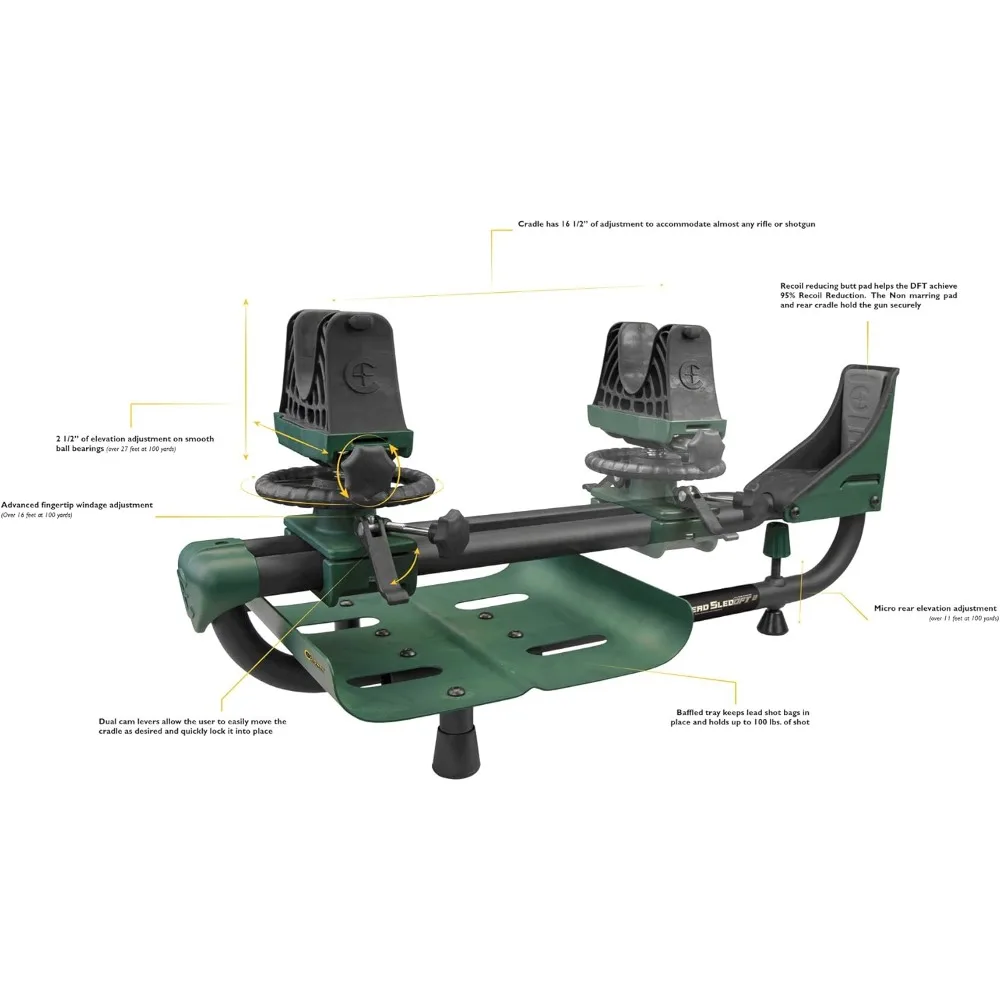 Lead Sled DFT 2 Rifle Shooting Rest with Adjustable Ambidextrous Frame for Recoil Reduction, Sight in, and Stability