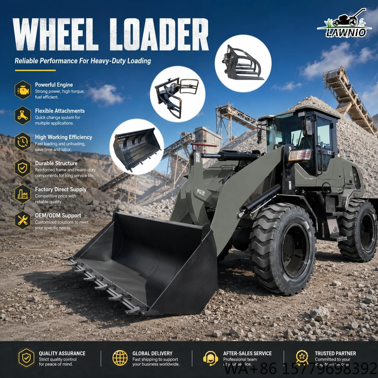 New Model Wheel Loader  Load Sensing Full Hydraulic Steering and High Traction for Sand and Gravel Yard  Loader