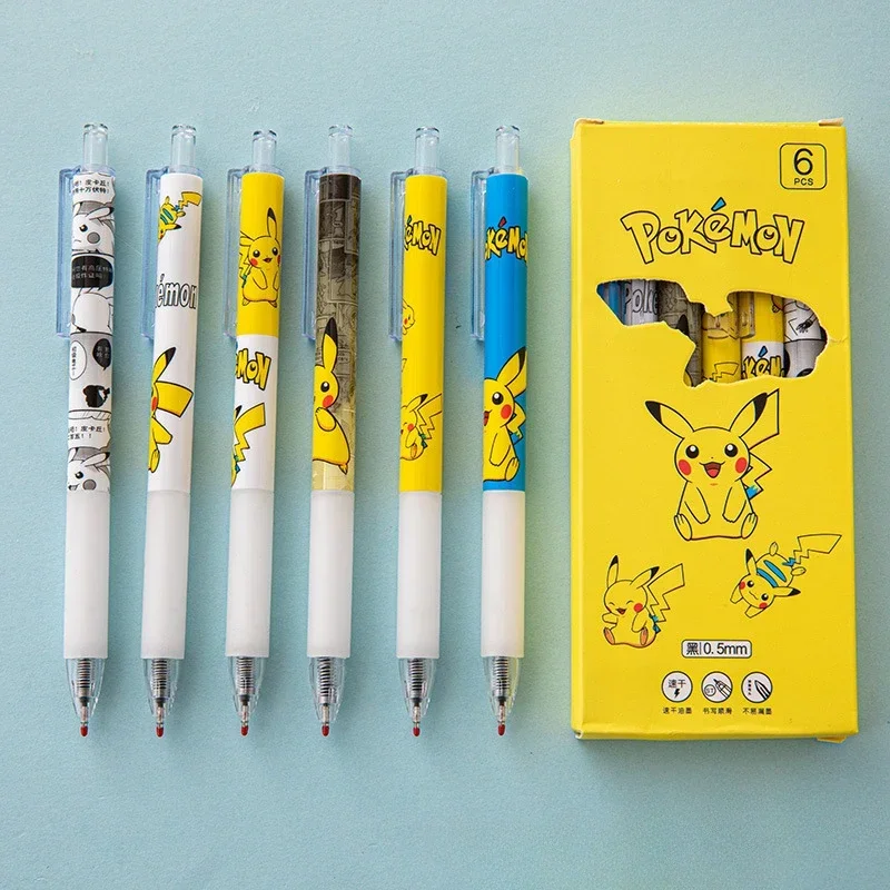 Pokemon Pikachu Cartoon Neutral Pen Set Black Blue Neutral Pen Bullet Tip 0.5mm School Office Supplies Stationery Stationery New