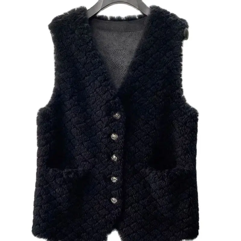 

High Quality Lambhair Furry Vest Female 2023 Autumn Winter Soft Casual Jacket Women Waistcoat Korean Version Loose Warm Vest