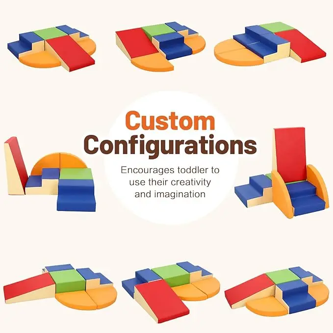 6-Piece Soft PU Leather Indoor Playground Set for Preschoolers Babies Sensory Training Sensory Training Sponge Sofa Home Indoor