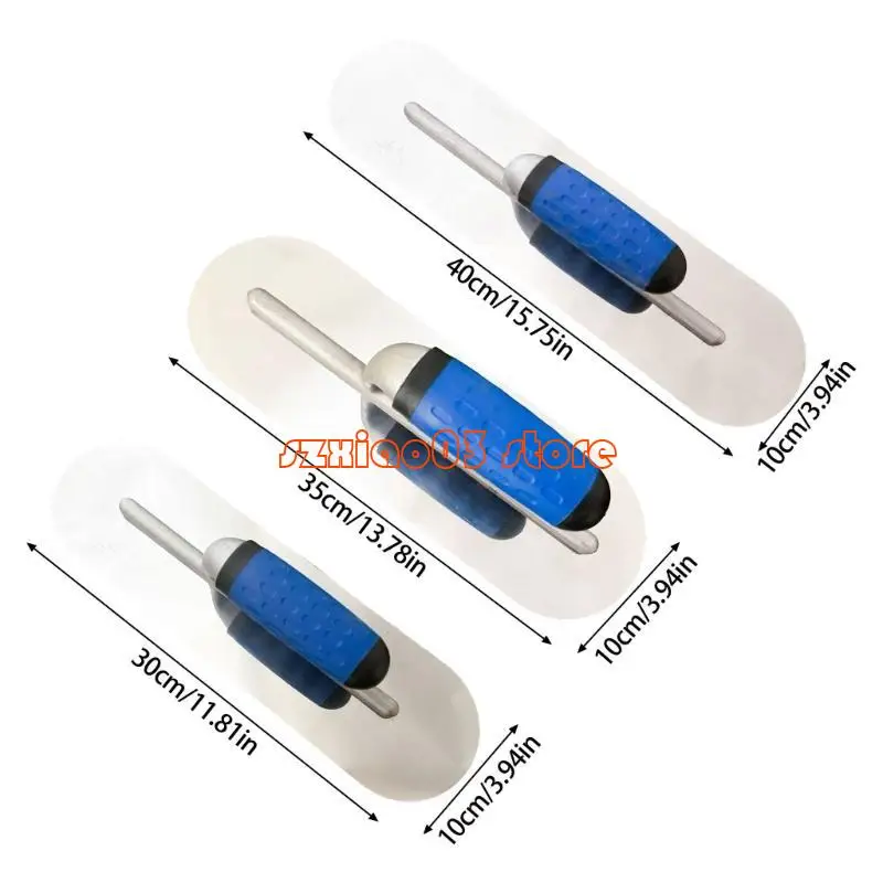 103C 3 Piece Round Plastering Trowel Set Stainless Steel Pool Trowel for Various Construction and Home Improvement Tasks
