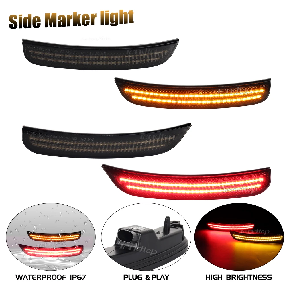 4 قطعة عدسة المدخن سيارة الجبهة الخلفية LED الوفير الجانب ماركر أضواء لكرايسلر 300 2015 2016 2017 2018 2019 2020 2021 2022 2023 #2