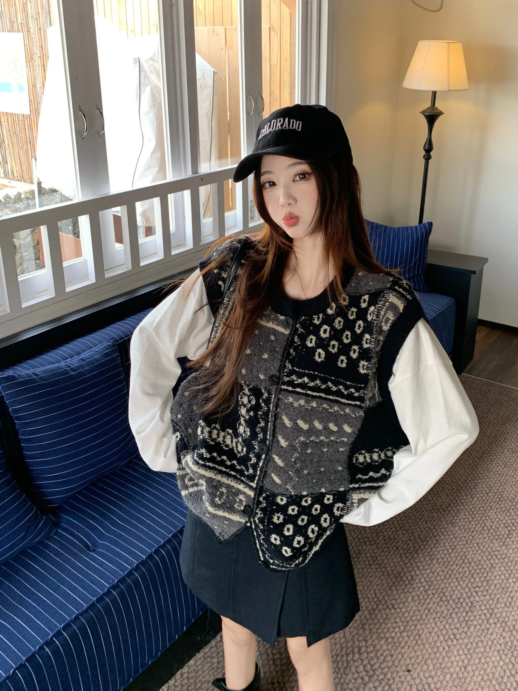 

Вязаный жилет больших размеров, пальто круглого цвета Ne Svel, юбка трапециевидной формы с высокой талией, комплект брюк, женский осенне-зимний ансамбль Faion