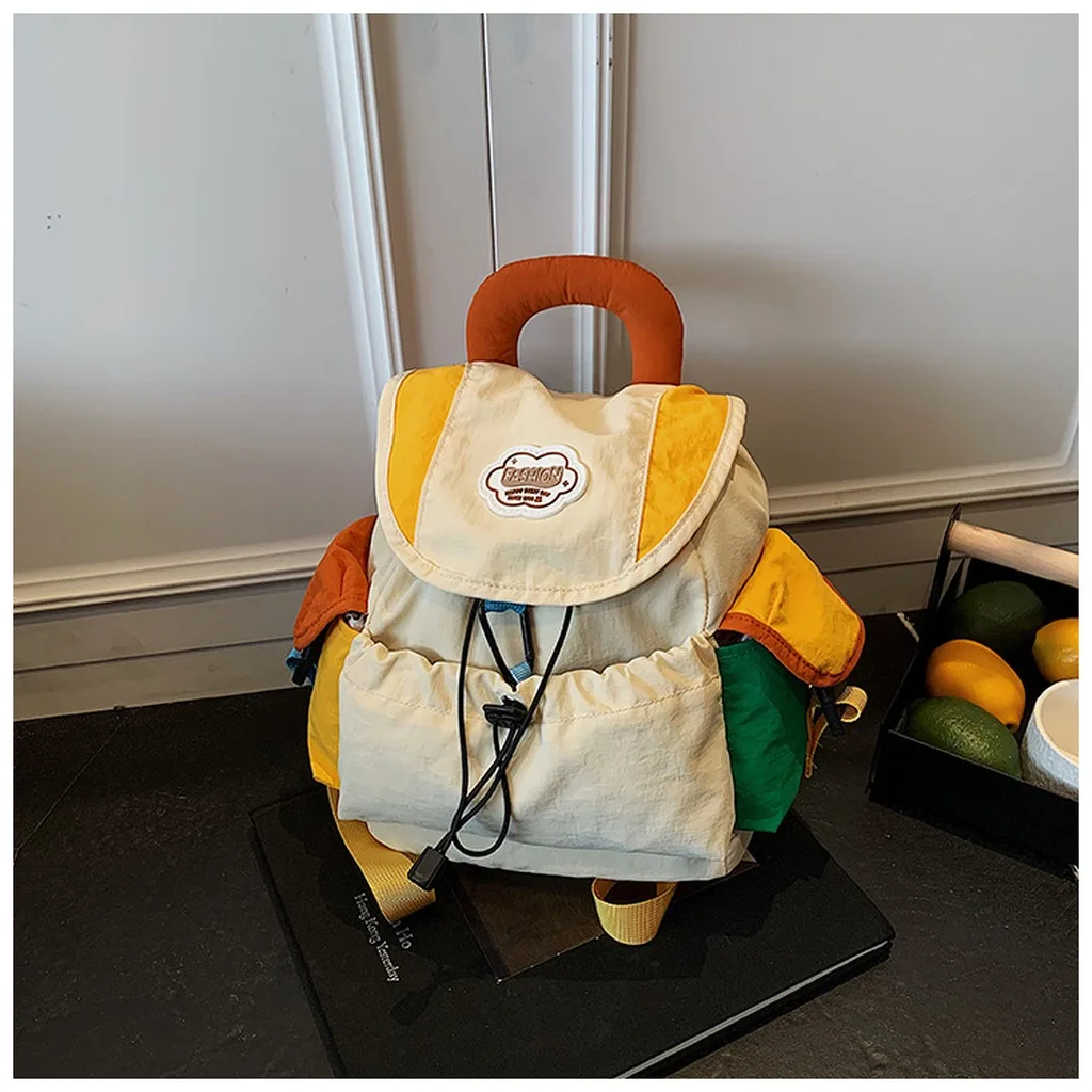 Nylon School Bag Trendy Children'S Backpack Colorblock Backpack Lightweight Kids Backpack For Short Trips Daily Commute Primary