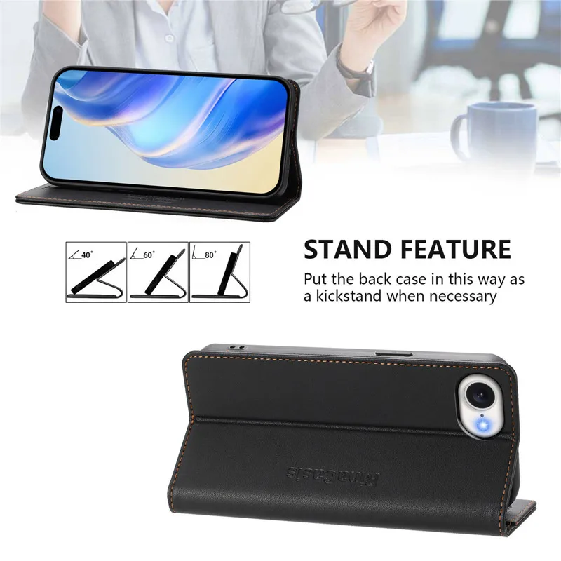 Luxury Anti-thef Wallet Flip Cover Phone Case For iPhone 6 7 8 Plus SE 4 SE3 SE2 XS Max 11 Pro XR Leather Cases Solid color Capa